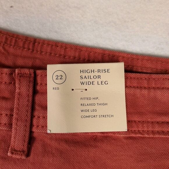 Universal Thread Womens 22 High Rise Sailor Wide Leg Ankle Jean Red Coral Casual - Picture 5 of 15